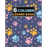 6 Column Ledger Book: General Accounting Ledger Book for Bookkeeping and Small Business, Paw Seamless Pattern Design, Home School Office Supplies (Business Record Notebook)