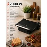 6 Dilim Tost Kapasiteli, Yükseklik Ayarlı, Ayarlanabilir Termostat, 2000 W, Tost Makinesi, Kilitleme Mandalı