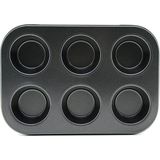 6 Gözlü Metal - Siyah Düz Muffin - Kek Kalıp (5468)