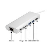 6 in 1 Type-C To Hdmi 2 Usb 3.0 Gigabit Sd Kart Type C Çevirici