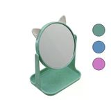 6 İNÇ - 15CM YUVARLAK KULAKLI MAKYAJ AYNASI RENKLİ PLASTİK TAKILIK SEPETLİ=12X15.5CM (2818)