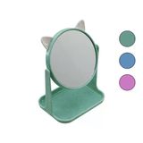 6 İnç - 15Cm Yuvarlak Kulaklı Makyaj Aynası Renkli Plastik Takılık Sepetli=12X15.5cm Go53/00747