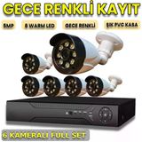6 Kameralı 8 Warm Ledli 1080P Plastik Kasa Güvenlik Kamera Seti