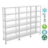 6 Katlı 3'Lü Bitişik Paslanmaz Krom Raf - Inox Soğuk Oda Rafı, Buzhane Rafı 43X93 Cm 100 Cm 0.70 Mm