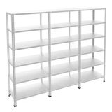 6 Katlı 3'Lü Galvaniz Çelik Raf - Depo, Arşiv, Kiler, Dosya, Market Rafı 43X60 Cm 100 Cm 1.00 Mm