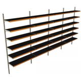 6 Katlı 4'Lü Duvara Monte - Standart Market Rafı Turuncu 40X75 Cm