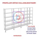 6 Katlı 4'Lü Galvaniz Çelik Raf - Depo, Arşiv, Kiler, Dosya, Market Rafı 43X75 Cm 150 Cm 1.00 Mm