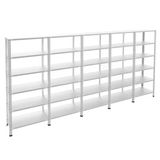 6 Katlı 5'Li Galvaniz Çelik Raf - Depo, Arşiv, Kiler, Dosya, Market Rafı 43X93 Cm 100 Cm 1.50 Mm