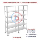 6 Katlı Duble Galvaniz Çelik Raf - Depo, Arşiv, Kiler, Dosya, Market Rafı 31X93 Cm 200 Cm 1.00 Mm
