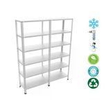 6 Katlı Duble Paslanmaz Krom Raf - Inox Soğuk Oda Rafı, Buzhane Rafı 43X60 Cm 200 Cm 1.00 Mm