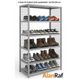 6 Katlı Galvaniz Tel Kafesli Çelik Ayakkabılık Rafı 31X75x150 Cm Uzun Ömürlü