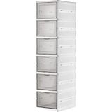 6 Katlı, Katlanabilir Ayakkabılık, Taşınabilir Çok Amaçlı, Geniş, Katlanabilir Dolap ve Raf, Katlanır Taşınabilir Premium Portatif Organizer Ayakkabılık (25,5cm x 34,5cm x 105,5CM) (Beyaz)