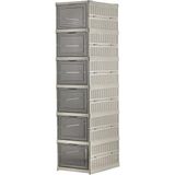 6 Katlı Katlanabilir Organizer, Çok Amaçlı Ayakkabılık, Taşınabilir Portatif, 25.5 x 34.5 x 105 cm (BEJ)