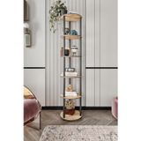 6 Katlı Köşe Raf Ünitesi Ahşap Meşe – Dekoratif Corner Shelf, Modern Köşe Kitaplık, Saksılık & Biblo Standı, Salon Ofis Düzenleyici Raf