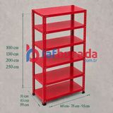 6 Katlı Renkli Dekoratif Çelik Raf - Çiçeklik Rafı, Ofis Rafı 0,70 Mm Mavi 31X75 Cm 200 Cm