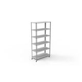 6 Katlı Tekerlekli Galvaniz Çelik Raf - Depo, Arşiv, Kiler, Dosya, Market Rafı 43X93 Cm 175 Cm 1.50 Mm