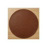 6 Kişilik 12 Parça Kahverengi Yuvarlak Deri Amerikan Servis Supla 33x33 cm-Kolay Silinir Supla