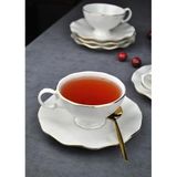 6 Kişilik 12 Parça Porselen Gold Yaldızlı Çay Neskafe Fincan Takımı 170 ml Fincan Seti -Lilyum