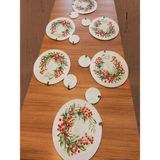 6 Kişilik 12PARÇA Amerikan Servis, Hasır Supla Takımı, Tabak ve Bardak Altlığ - 36 x 36 cm