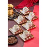 6 Kişilik 180 ml Porselen Duble Çay ve Kahve Fincan Takımı CKR3456