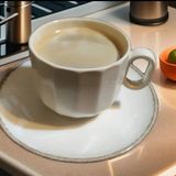 6 Kişilik 190 cc/ml Krem Çay Nescafe Double Türk Kahvesi Fincan Takımı Bevel
