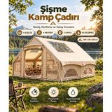 6 Kişilik 4 Mevsim 2 Kapılı Panoramik Tavan Pencereli Su Geçirmez Güneşe Karşı Korumalı Şişme Kamp Çadırı
