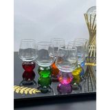 6 Kişilik Cam Renkli Elmas Ayaklı Kahve Yanı Bardağı Bardak 50ML