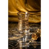 6 Kişilik Çay Takımı | Platin Gold Çay Bardak Seti | Firuze Desenli Lüks Çay Takımı | Çay Bardağı Takımı - Altın