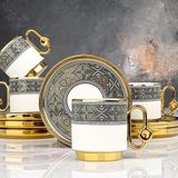 6 Kişilik Dekoratif Kahve Fincanı Takımı, Desenli