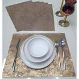 6 Kişilik Dikdörtgen Suni Deri Amerikan Servis Supla (PLACEMAT)/30 x 40 cm /6 Adet - Gold