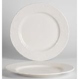 6 Kişilik Kabartma Desen Lisa Pasta Tabağı 21cm Krem Rengi