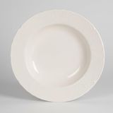 6 Kişilik Kabartma Desen Lisa Yemek Tabağı 21cm Krem Rengi