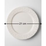 6 Kişilik Kabartma Desen Pera Pasta Tabağı 21cm Krem Rengi