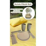 6 Kişilik Piknik Seti - Taşıma Saklama Çantalı Piknik Seti-31 Parça Piknik Organizer Bej