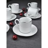 6 Kişilik Porselen Silver Yaldızlı Kahve Fincanı Takımı Gümüş Fincan Seti 90 ml 12 Parça