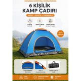 6 Kişilik Renkli Dayanıklı Kamp Çadırı 220x250x150 Mavi