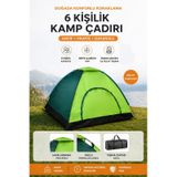 6 Kişilik Renkli Dayanıklı Kamp Çadırı 220X250X150 - Yeşil