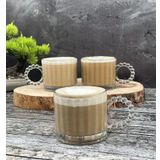 6 Lı Boncuk Desen Kulplu Cam Kupa 300 Cc