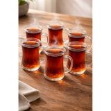 6 Lı Borosilikat İnce Cam Kulplu Pinterest Çay Bardağı Bardak Şeffaf