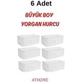 6 Li Büyük Boy Yorgan Yatak Döşek Hucu Çeyizlik Çok Amaçlı Baza Altı Düzenleyici Hurç 100 x 50 50 cm - Beyaz - 6 Adet