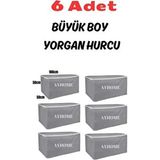 6 Li Büyük Boy Yorgan Yatak Döşek Hucu Çeyizlik Çok Amaçlı Baza Altı Düzenleyici Hurç 100 x 50 50 cm - Gri - 6 Adet