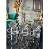 6 Lı Cam Boncuk Kulplu Bardak Kupa Çay Kahve Meşrubat Bardagı - 6 Adet - 300 ml