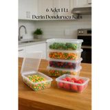 6 Lı Derin Dondurucu Saklama Kabı & Organizeri 1 Lt 12,5X19,5X5,5 cm