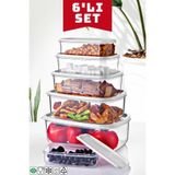 6 Lı Dikdörtgen Beyaz Saklama Kabı AKY-SWEETBYZ
