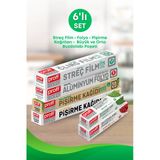 6 Lı Eko Paket- Pişirme Kağıtları, Alüminyum Folyo, Streç Film, Orta Ve Büyük Boy Buzdolabı Poşeti