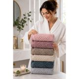 6 lı El Yüz Havlu Seti%100 Pamuklu Kısmi Kadife Velvet Collection (Pembe)