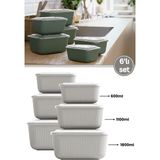 6 Lı Erzak Gıda Saklama Kabı, Buzdolabı Düzenleyici Organizer 6 Lı Set 2X(600ML,1100ML,1800ML) Ekru - Renk