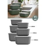 6 Lı Erzak Gıda Saklama Kabı, Buzdolabı Düzenleyici Organizer 6 Lı Set 2X(600Ml,1100Ml,1800Ml) Gri
