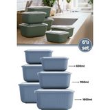 6 Lı Erzak Gıda Saklama Kabı, Buzdolabı Düzenleyici Organizer 6 Lı Set 2X(600ML,1100ML,1800ML) Mavi - Renk