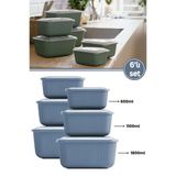 6 Lı Erzak Gıda Saklama Kabı, Buzdolabı Düzenleyici Organizer 6 Lı Set 2X(600Ml,1100Ml,1800Ml) Mavi